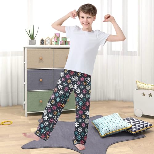 Christmas Pajama Pants Colorful Snowflakes E Long Sleep Pants Lounge Bottoms3