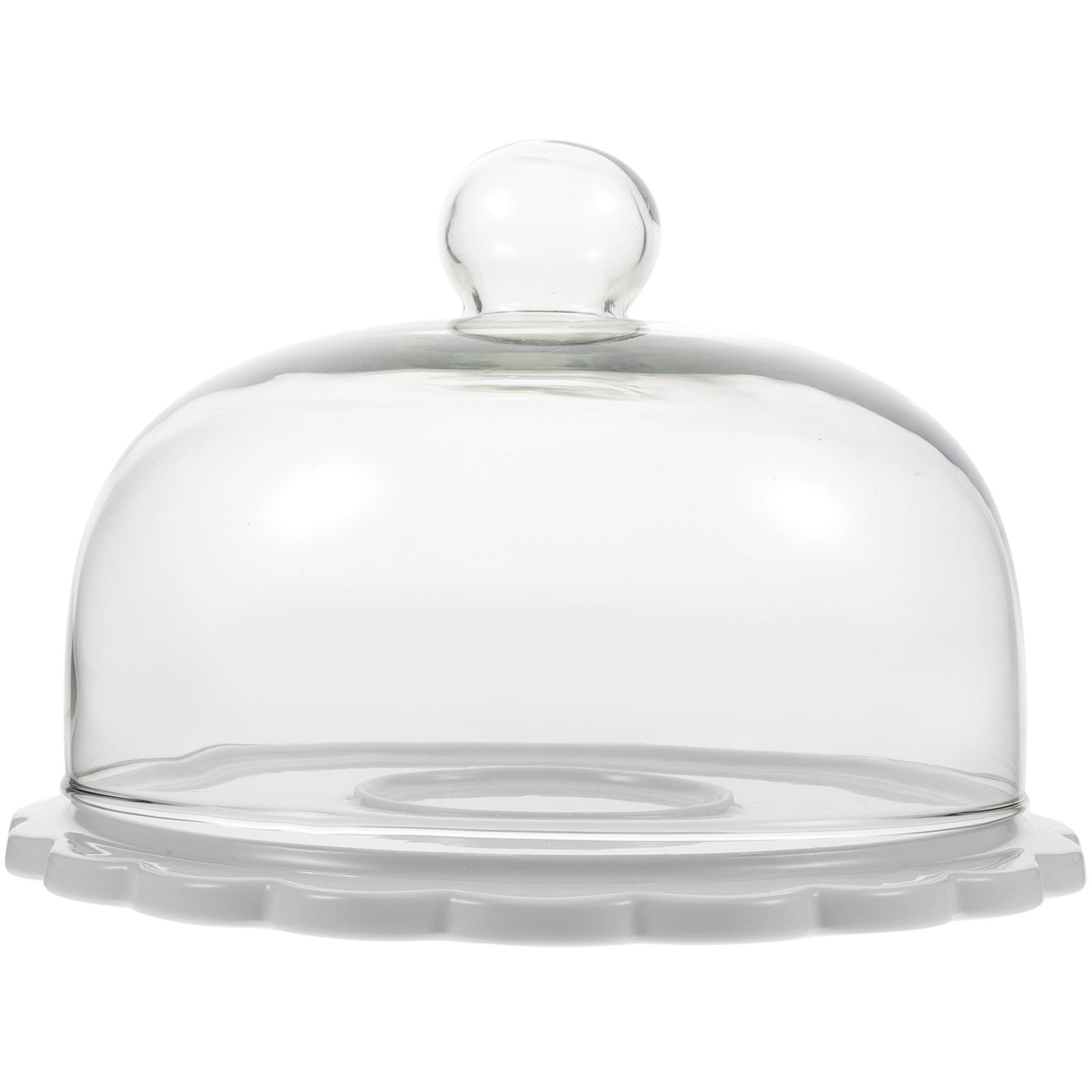 Alzata per Dolci con Coperchio, Dessert Display Stand in Vetro e Ceramica Bianca, 1 Set, Rotonda, per Torte e Dolci