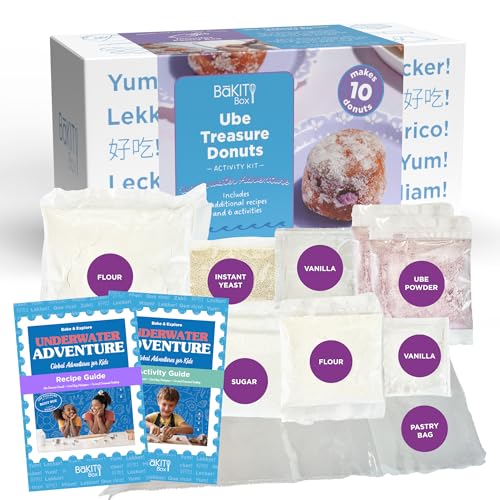 BāKIT Box Ube Treasure Donuts Kit – Make Ube Donuts at Home with Kids | Baking Kit with STEM Activities, Pre-Measured Ingredients, and Educational Fun