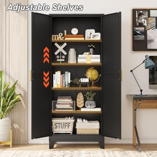 Image of winiowa Metal Pantry Cabinet with 2 Doors and Adjustable Shelves