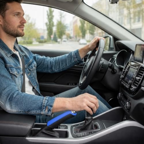 Image of STHIRA Car Handbrake Cover PU Leather Anti-slip Universal Slide-on Guard