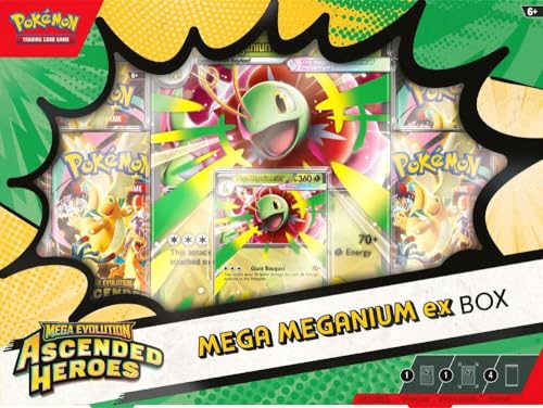 Image of Pokemon Ascended Heroes EX Box (4 Mega Evolution Ascended Heroes Booster Packs, 1 Foil Card & 1 Oversized Lenticular Card) (Mega Meganium)