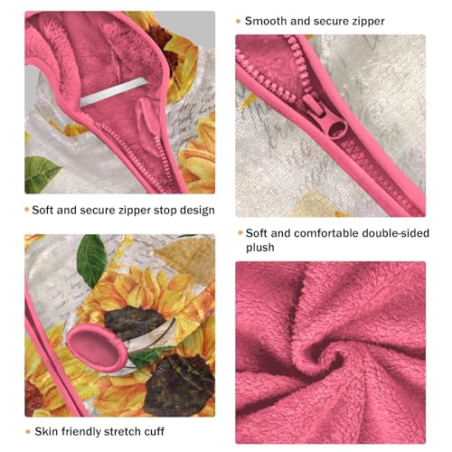 OTVEE Vintage Yellow Sunflowers Kids Hoodie Jacket Fall Spring Full Zip Warm Outwear Coat3