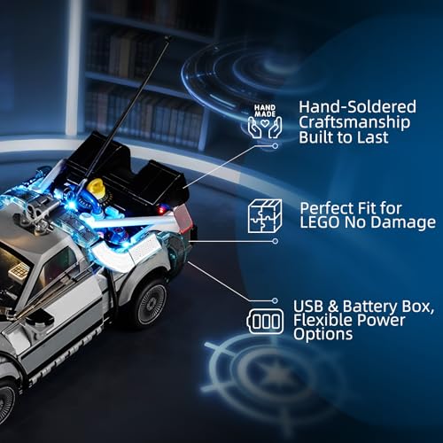 Image of YEABRICKS LED Light for Lego-77256 Speed Champions Time Machine from Back to The Future Building Blocks Model (Building Set NOT Included)