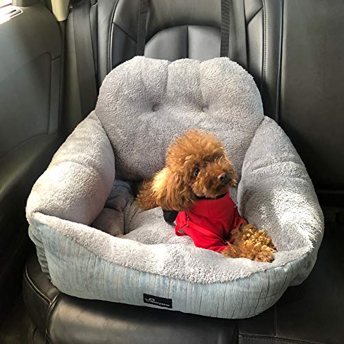 WANTRYAPET Dog Car Seat, Pet Booster Seat, Dog Travel Car Carrier Bed Plush Dog Car Safety Seats with Storage Pocket… - Image 2