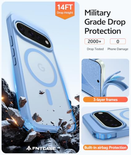 Image of FNTCASE for Google Pixel 11 Pro Case / Pixel 11 Case, with Screen Protector | Fit for Magsafe, Translucent Matte, 14FT Military Grade Drop Protection, Shockproof Protective Phone Cover, Light Blue