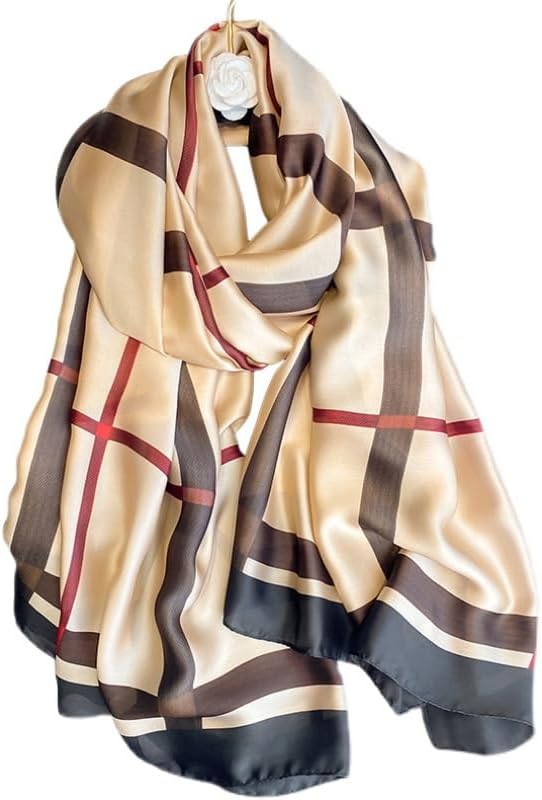FairyCity Womens oversized Luxury Silk Scarf Long Satin Scarf Lightweight Fashion Shawl Wrap