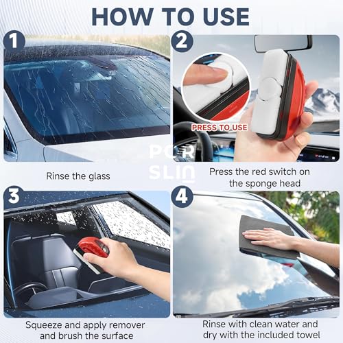 Image of Porslin Car Cleaning Combo Kit with Wax Treated Car Duster and Oil Film Cleaning Brush, Scratch-Free Dust Remover, Foldable Long Handle, Windshield Glass Cleaner for Car, Bike and Home Use