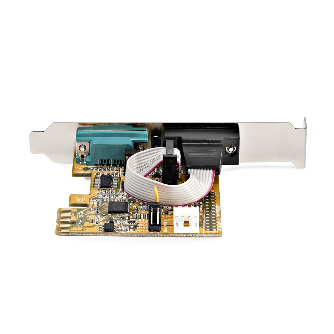 StarTech.com Carte Série PCI Express à 2 Ports - Carte d'Extension PCIe à RS232/DB9 - Adaptateur PCIe, UART 16C1050, Supports Standard ou Profil Bas - Rétention COM, Win/Linux (21050-PC-SERIAL-LP)