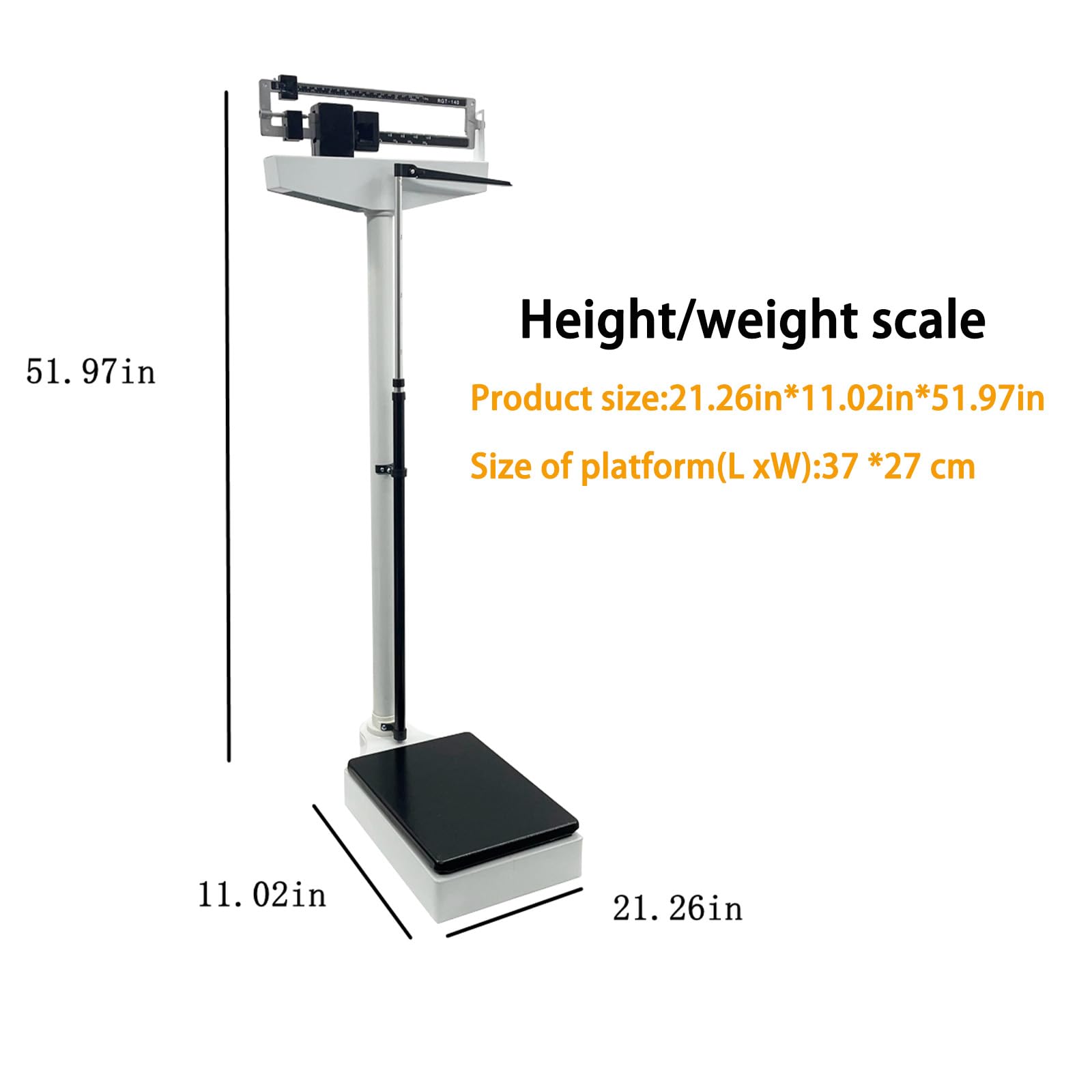 PreAsion Mechanical Height Weight Scale Health Scale Max Capacity 308 LB Platform Size 37 * 27cm RGT-140 Mechanical Scale for Measuring Height and Weight