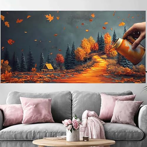 Diamond painting abstrait 50x100cm : kit complet peinture diamant automne