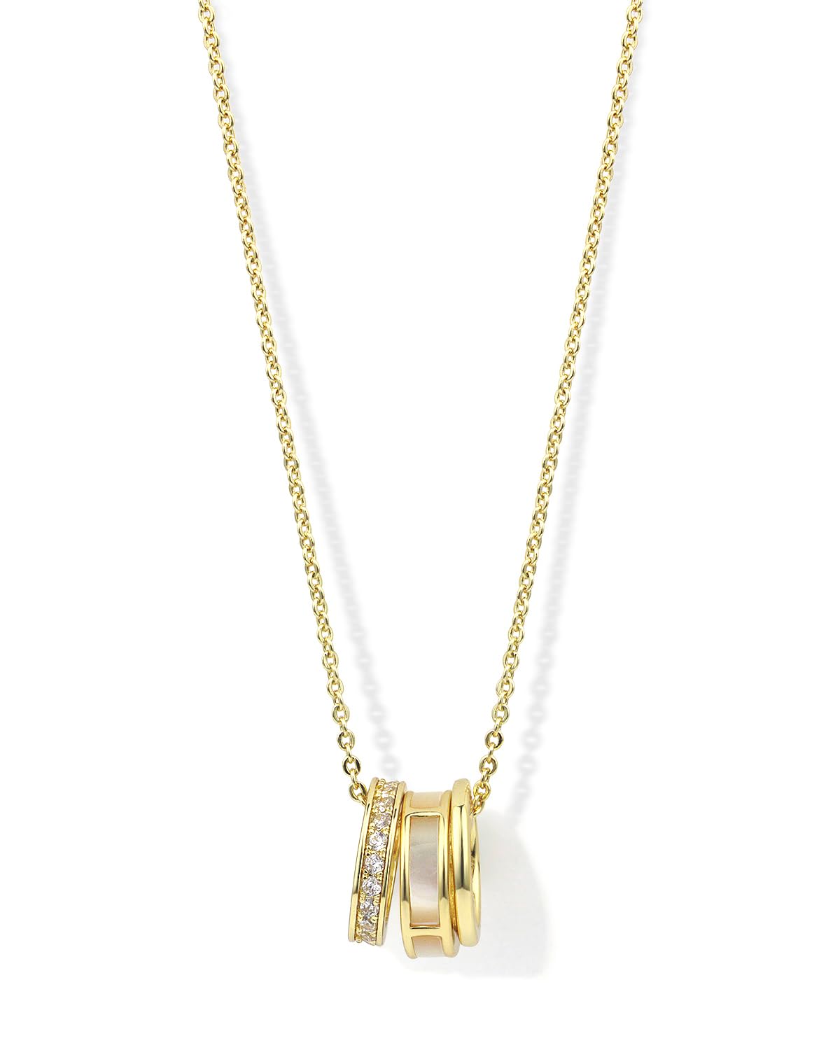 JA.S.JR 14k Gold Plated Circle Pendant Necklace for Women Dainty CZ Gold Necklace for Women