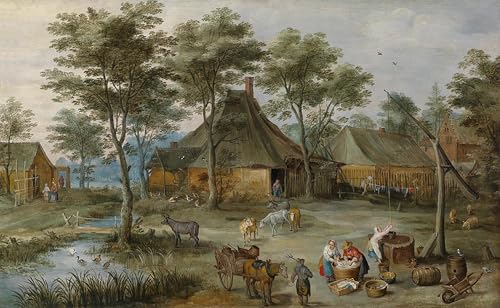 Toile Scène de village au puits Joos De Momper : créez une ambiance chaleureuse au salon