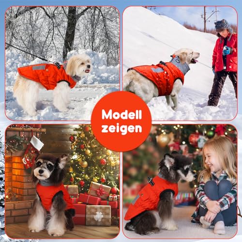 Savlot Hundejacke mit Kabelbaum wasserem Hund Wintermantel für kleine mittelgroße Hunde Hundemantel für Labrador Chihuahua Französische Bulldogge Hundejacke mit reflektierender Tasche M