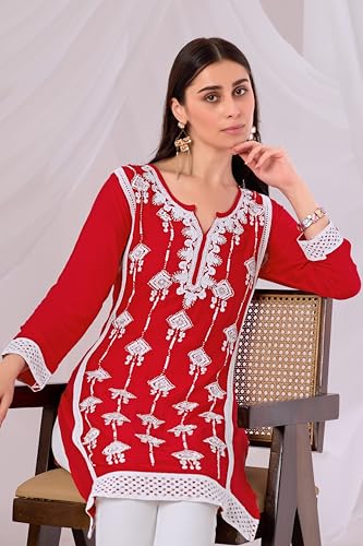 Image of Sidhidata Women's Rayon Sequence & Beads Embroidered Kurti (Kurti Beads)