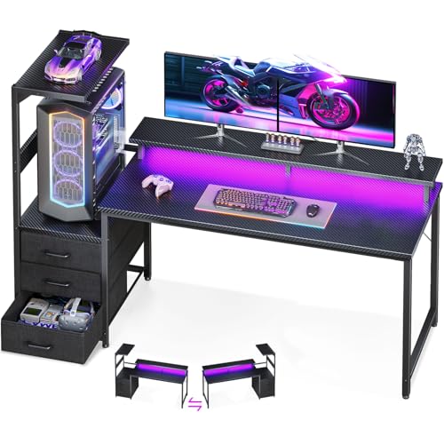 AODK 59 Inch Gaming Desk with LED Light- Reversible...