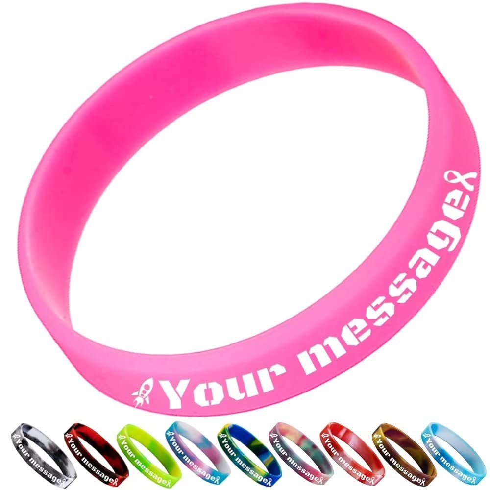 Azuresun Customizable Wristbands,Personalized Engraved Silicone Bracelets for Events and Party,Marketing and Raising Awareness,Gifts for Couples Men and Women Pink