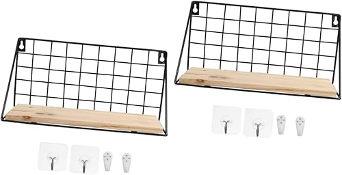 ARTIBETTER 2 juegos de estantes de cocina prácticos adornos con estantes de metal para dormitorio estantes de granja de un alambre simple negro