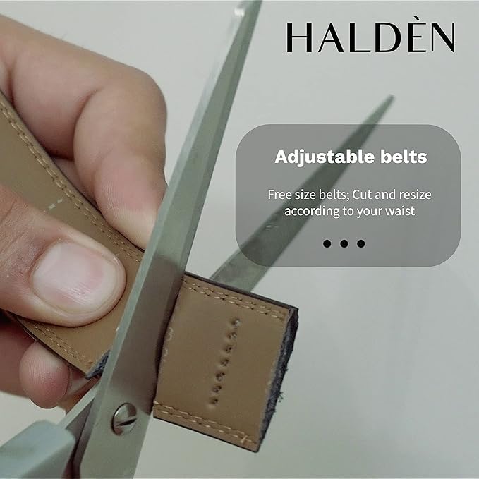 Image of HALDEN Canvas Leather Belt For Men with Magnetic Auto Lock Buckle, Adjustable Strap, Fits Up to 44 inch Waist, Stylish & Durable Belt for Daily Wear