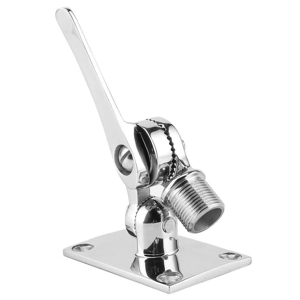 Soportes De Antena VHF Marinos, Fydun Base De Trinquete De Antena VHF De Acero Inoxidable Base De Fijación Ajustable De Doble Eje para Barco Marino Rosca De 1 A 14 Pulgadas