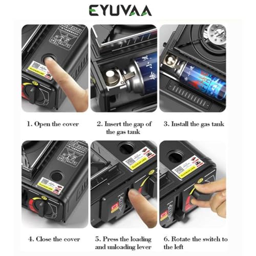 Image of EYUVAA LABEL Portable Gas Stove for Travel with Carrying Case| Dual Fuel Camping Stove for LPG & Butane Cylinder| Compact Cooking Stove for Indoor, Outdoor Camping, Hiking & Emergency Use