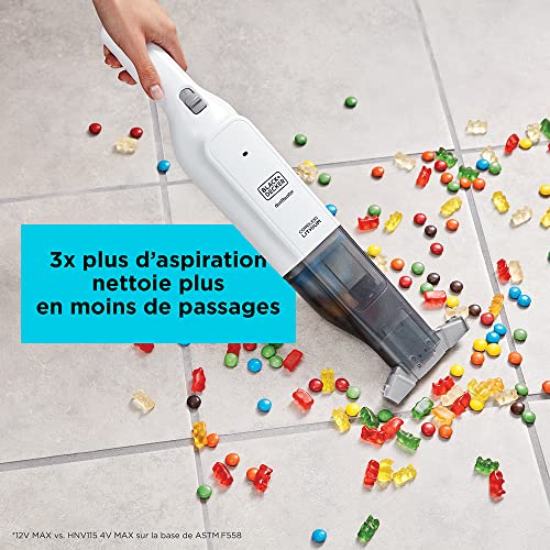 BLACK+DECKER - Aspirateur à main PELICAN (12V 1.5 Ah) - Bec extra-large rétractable 75 mm - Autonomie 11min - 27,5 AirWatts - Fourni avec une base de charge - HLVC315B11-QW - Image 8
