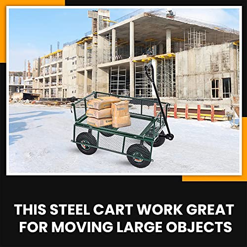 Juggernaut Carts - Gw3418-Gr Steel Utility Garden Wagon, 400 Lb. Load Capacity, 21-3/4" Height X 34" Length X 18" Width #TOP4