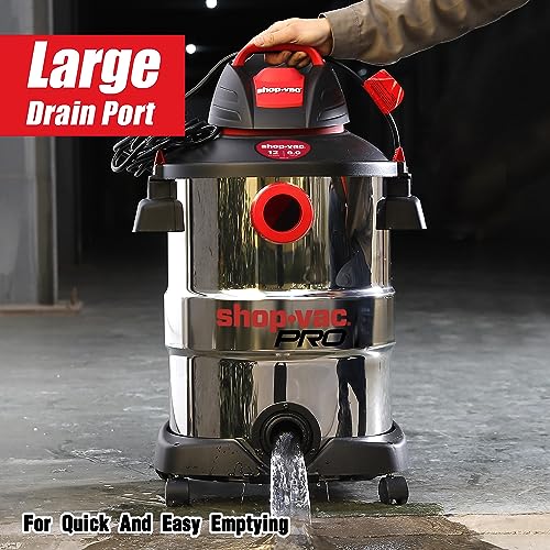 Shop-Vac 12 Gallon 6.0 Peak HP Portable Wet/Dry Vacuum with Stainless Steel Tank and Attachments for Jobsite, Garage & Workshop