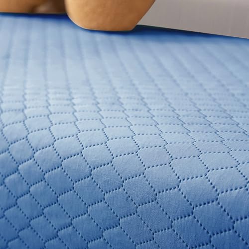Image of HOKIPO Polyester Quilted Sofa Cover Mats For 1 /2 /3 Seater Sofa And L Shape. Make Your Own Sofa Cover Set, Mat Length 90(D) X 60(L) Cm, Blue (In-716-Bl)