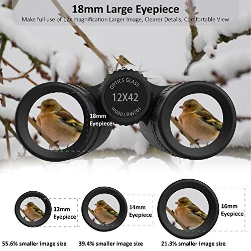 WildVis 12x42 Binoculars for Adults Compact Binocular Prism BAK4 FMC Lens Waterproof HD Binoculars for Bird Watching Hunting with Carrying Bag - Thumbnail 2