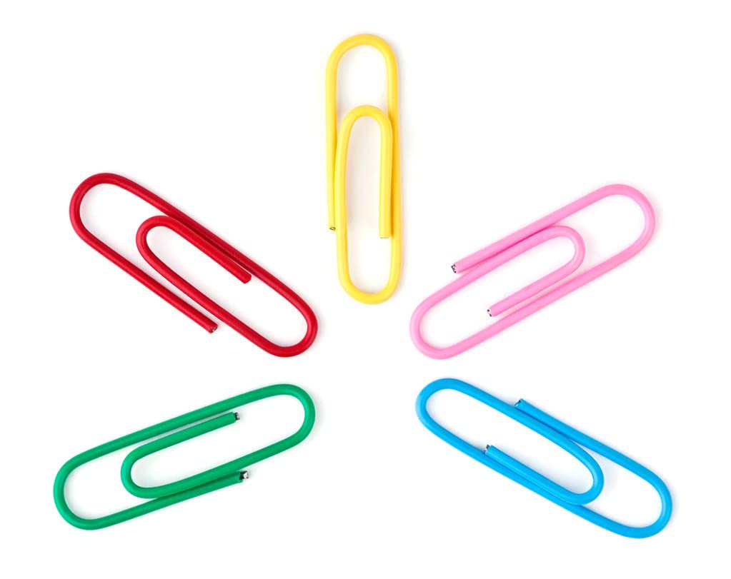 Alevar 100 clips de colores, clips de acero plastificado, tamaño 33 mm, n.º 4, clips medianos para oficina, colores surtidos