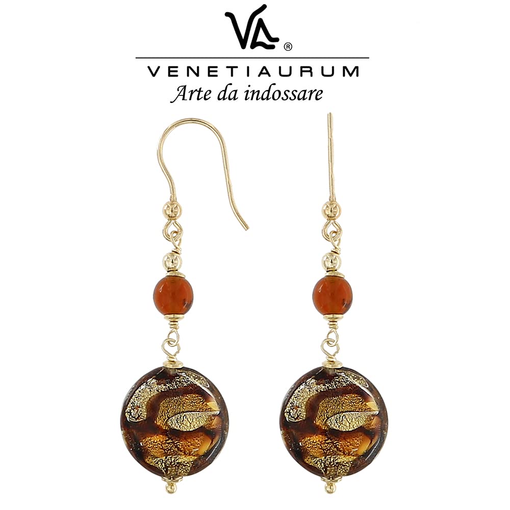 Venetiaurum - Boucles d'Oreilles Longues pour Femme avec Pierres en Verre de Murano Original et Argent 925 - Bijou Certifié Made in Italy