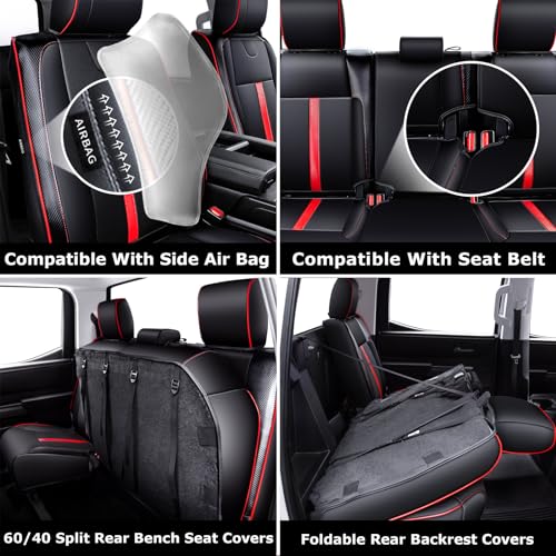 Image of Carlimeki Leather Seat Covers Custom Fit for Tundra 2022-2027 CrewMax