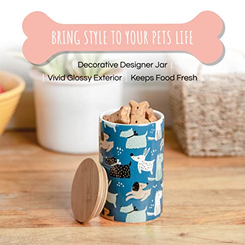Park Life Designs - Ceramic Pet Treat Jar With Airtight Lid For Dogs, Cats, Puppies And More, Chic Kitchen Countertop Container For Cookies, Biscuits And Treats (Hooper, 1 Qt) #TOP3