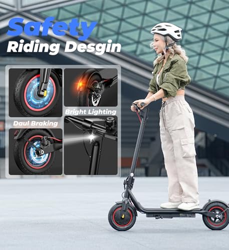 Image of Electric Scooter, 21 /28 Miles Range, 18 /22 /25 MPH Speed Electric Scooter for Adults, 500 /750W Motor, 10 inch /8.5 inch Pneumatic Tires Scooter with Dual Braking, Foldable Escooter for Commuting & Campus Use