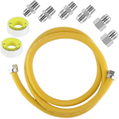 72' Dryer Gas Line Hose/Appliance 3/4 Flexible Natural Gas Line with Connector 1/2' MIP 1/2'FIP 3/4'MIP Fitting,5/8' OD(1/2' ID) Gas Range Connector Kit for Gas Stove,Dryer,Water Heater-by MIFLUS