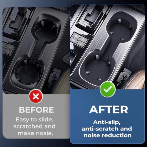 Image of Center Console Cup Holder Inserts for Subaru Outback 2026, Interior Accessories Silicone Car Cup Holders Covers Protector for 2026 Outback, Black