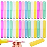 Oomcu Pack of 30 Travel Toothbrush Case Holder, 6 Color Plastic Toothbrush Case Portable Toothbrush...