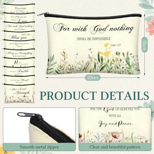 Abbylike 40 Pcs Christian Gift for Women Include 20 Bible Verse Makeup Bags 20 Christian Compact Mirrors Inspirational Religious Scripture Gift for Mom Sister Birthday Graduation (Elegant Style)3