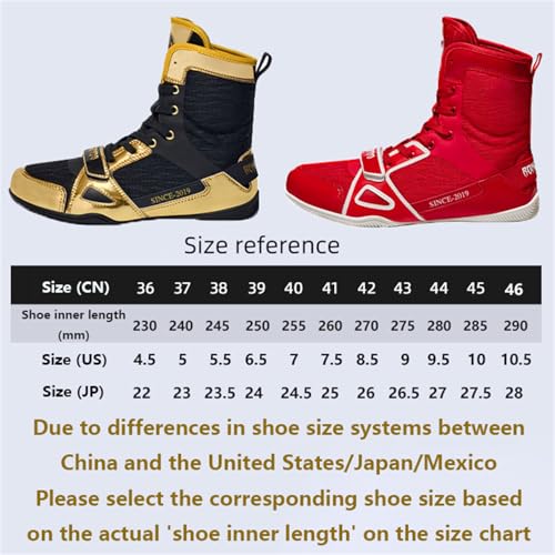 Gold Boxing Shoes for Men, Red Boxing Shoes Professional Wrestling Fighting Training Combat Boots High Top Fitness Sneakers3