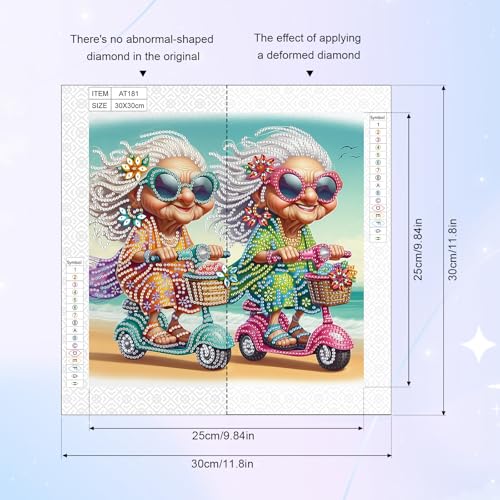 Image of AiYuanzsh DIY Diamond Art Painting Kits for Adults, Young Grandma 5D Special Shape Crystal Rhinestone Diamond Art Kits for Beginners, for Home Wall Decoration Gift 12x12 inch