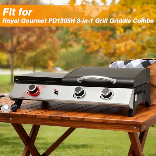 Image of EVRBUL Table Top Grill Cover Compatible with Royal Gourmet PD1305H 3-in-1 Grill Griddle Combo, Waterproof Heavy Duty 600D Portable Griddle Cover 33 inchLx20.5 inchWx9.5 inchH, Windproof Tabletop BBQ Grill Cover