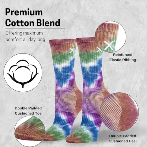 Image of Odd Sox - Basix Unisex Tie Dye Collection Crew Socks - Soft Cotton Blend, Breathable Cushioned Fit, Medium & Large Sizes