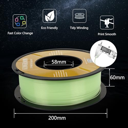 Image of Kingroon Glow in Dark 1.75mm PLA Filament, Fit Most FDM 3D Printers, Dimensional Accuracy + /- 0.03 mm, 1kg Spool(2.2lbs), Luminous PLA 3D Printer Filament - Green