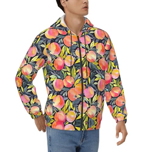 Sweat à capuche décontracté homme imprimé pêche coloré et manches longues avec cordon