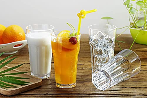 Image of 400 ML Highball Glass Set of 4 Large Drinking Glasses Heavy Base Tumblers for Water, Juice and Cocktails, Iced Tea, Milkshake, Coke,Home, Everyday Use-Dishwasher Safe (Tall 400 ML, Set of 4)