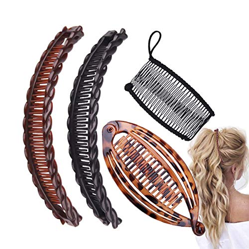 4 Pieces Banana Hair Clips Clincher Comb, Multipurpose Hair Comb Double Comb Fishtail Clip Claws, 3 Styles Large Vintage Banana Clips Comb Tool for Women Girl Thick Naturally Curly Hair Accessories