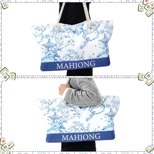 Set bolsa mahjong vacío 3 pzas azul Chinoiserie miniatura 4