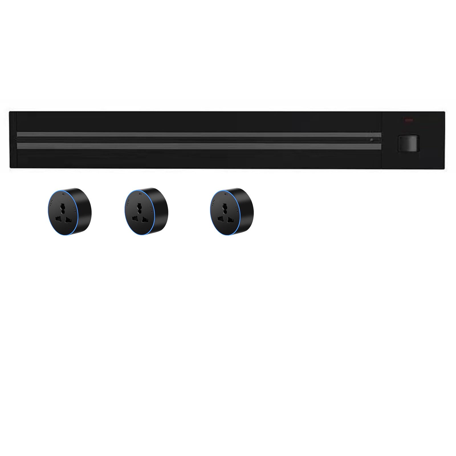 Prese per binario elettrico da cucina Presa scorrevole a parete con superficie rimovibile Prese multiple da tavolo,Black-50cm