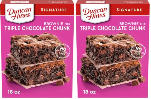 Duncan Hines Signature Triple Chocolate Chunk Brownie Mix, 18 OZ (Pack of 2)